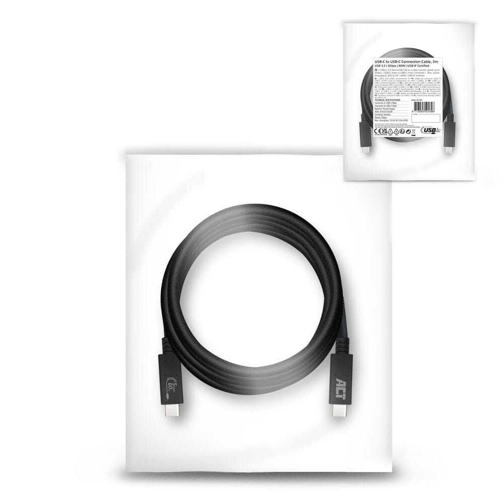 ACT USB 3.2 Gen1 aansluitkabel C male - C male 2 m