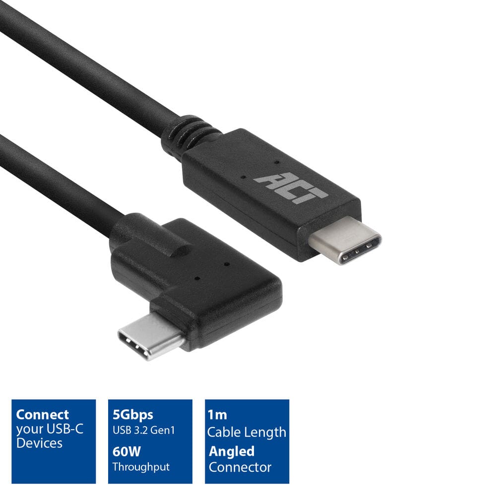 ACT USB 3.2 Gen1 Anschlusskabel C Stecker - C Stecker (gewinkelt) 1m