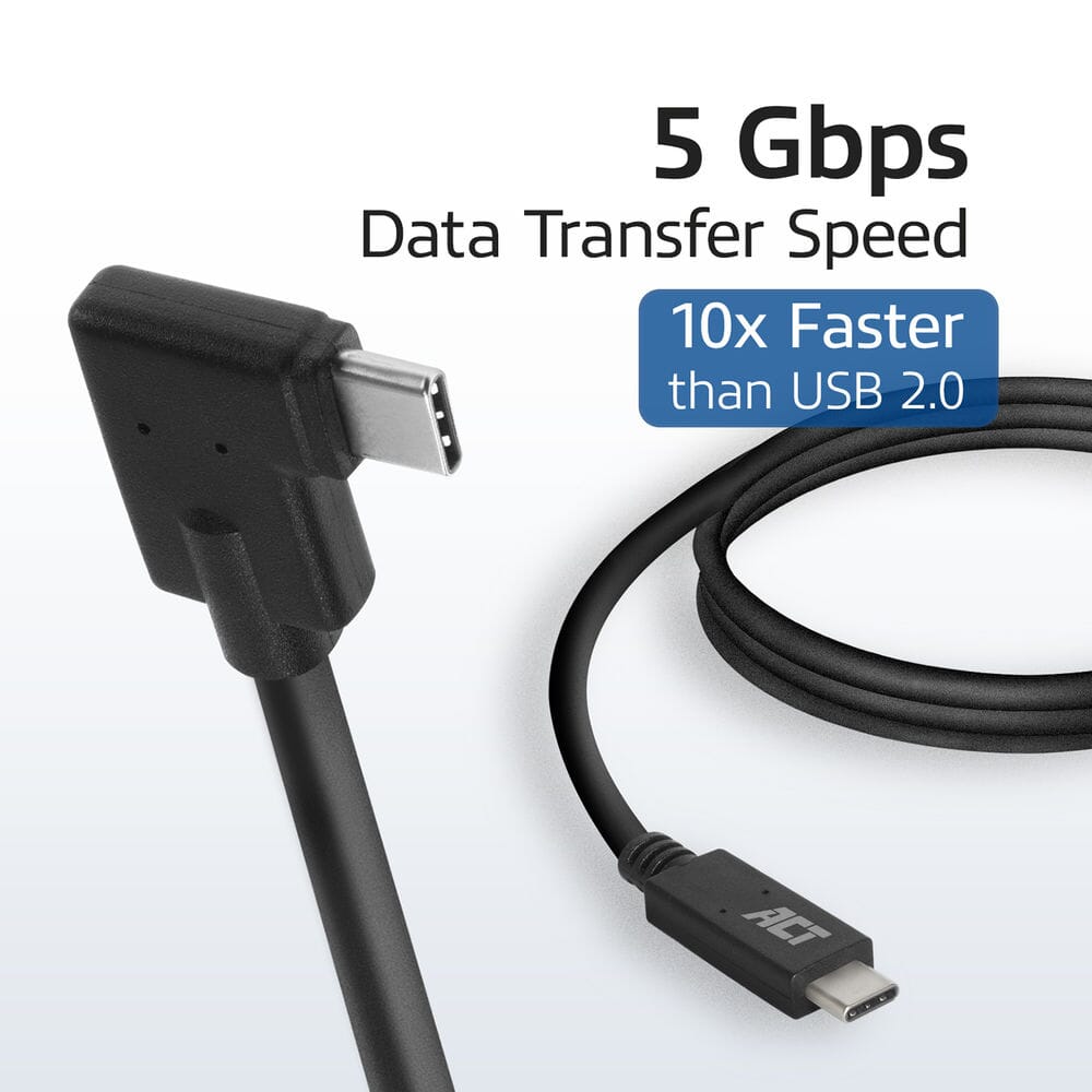 ACT USB 3.2 Gen1 aansluitkabel C male - C male (haaks) 2m