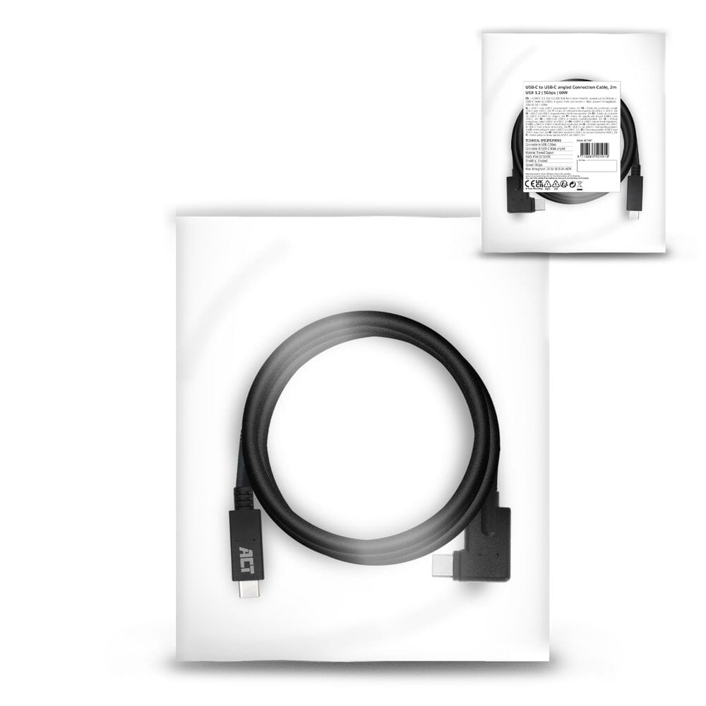 ACT USB 3.2 Gen1 aansluitkabel C male - C male (haaks) 2m