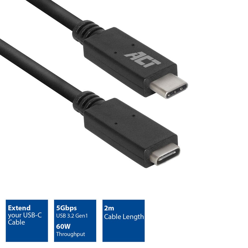 ACT USB 3.2 Gen1 verlengkabel C male - C female 2 m