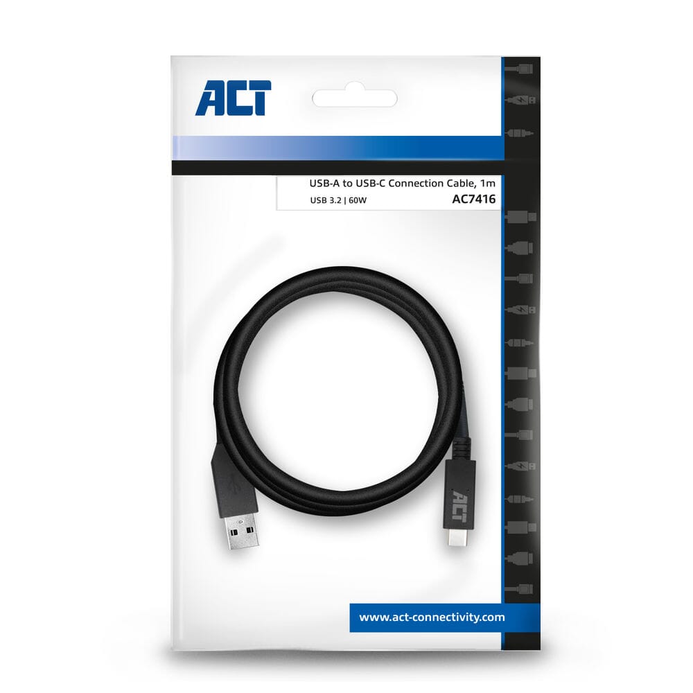 ACT USB 3.2 Gen1 aansluitkabel A male - C male 1 m