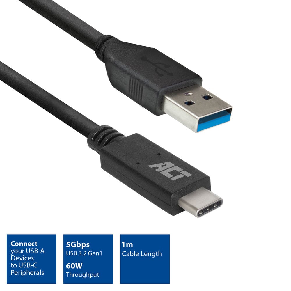 ACT USB 3.2 Gen1 aansluitkabel A male - C male 1 m