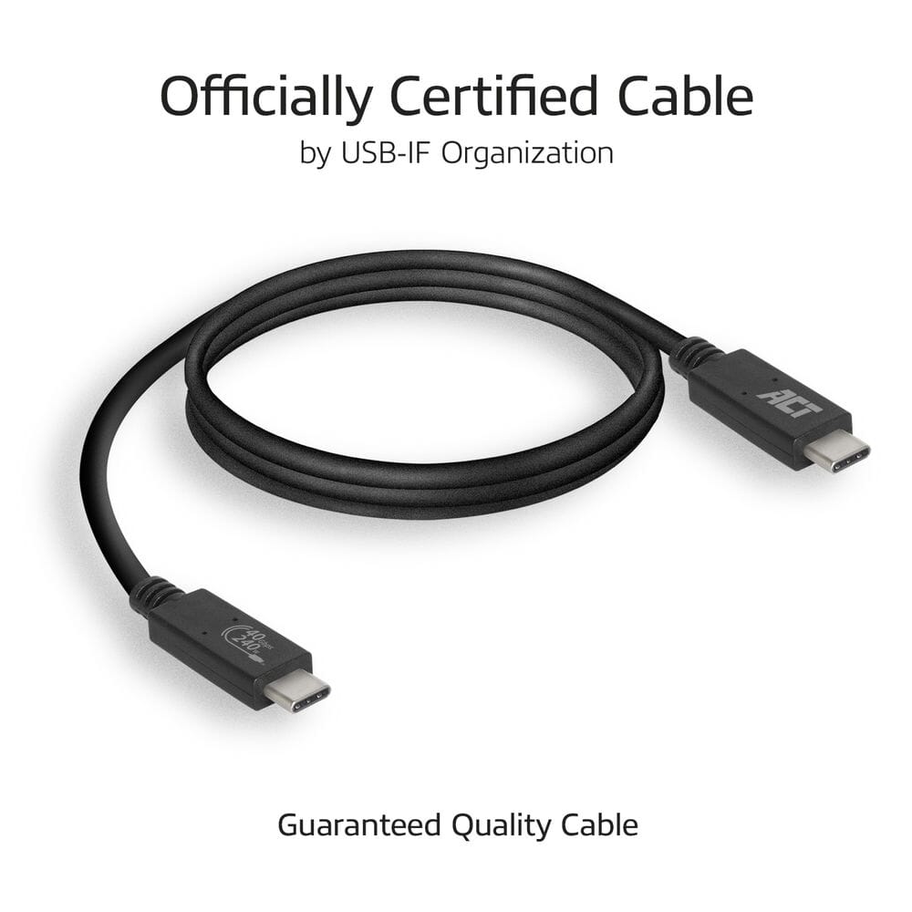 ACT USB4� 40Gbps aansluitkabel C male - C male 0,8 m USB-IF