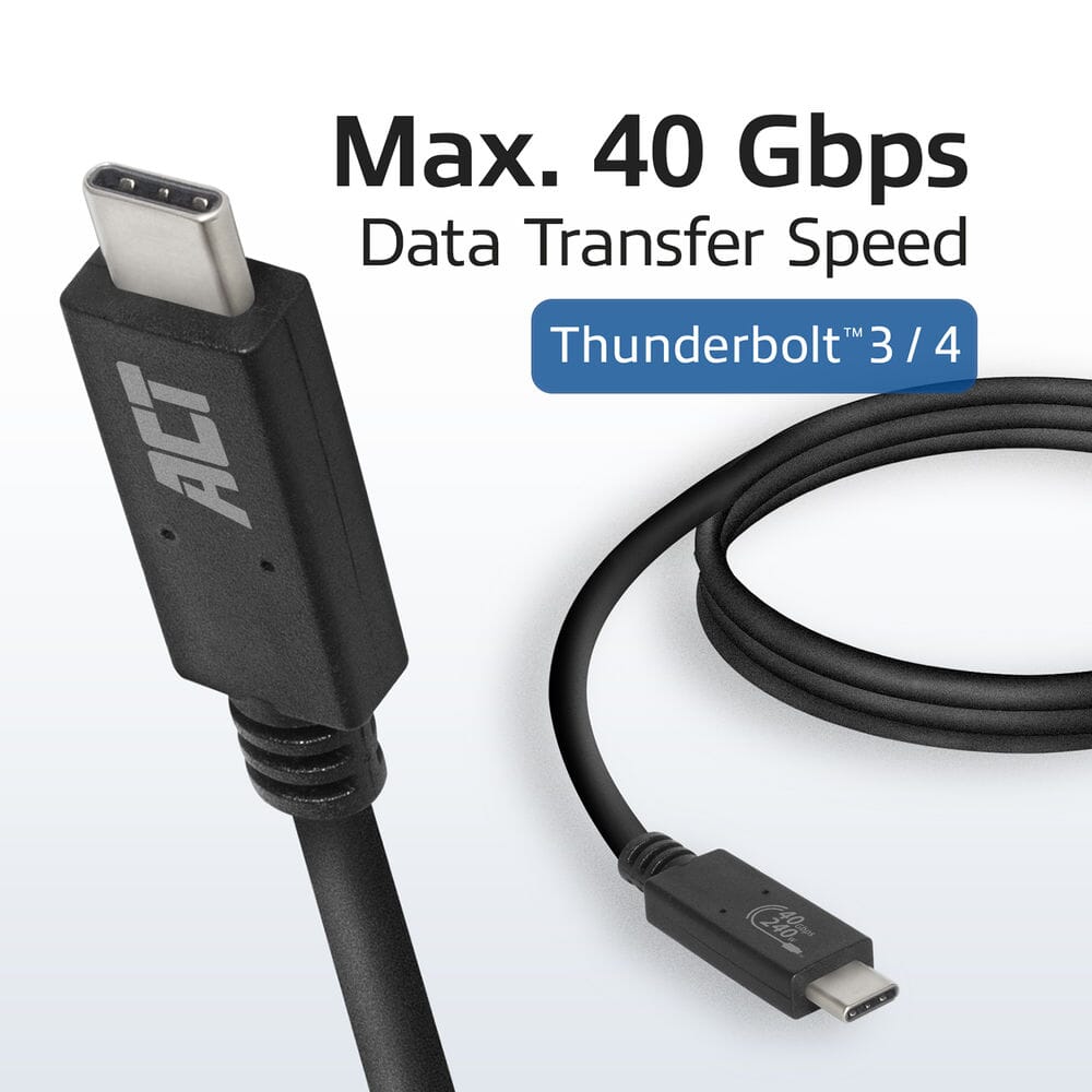 ACT USB4� 40Gbps aansluitkabel C male - C male 0,8 m USB-IF