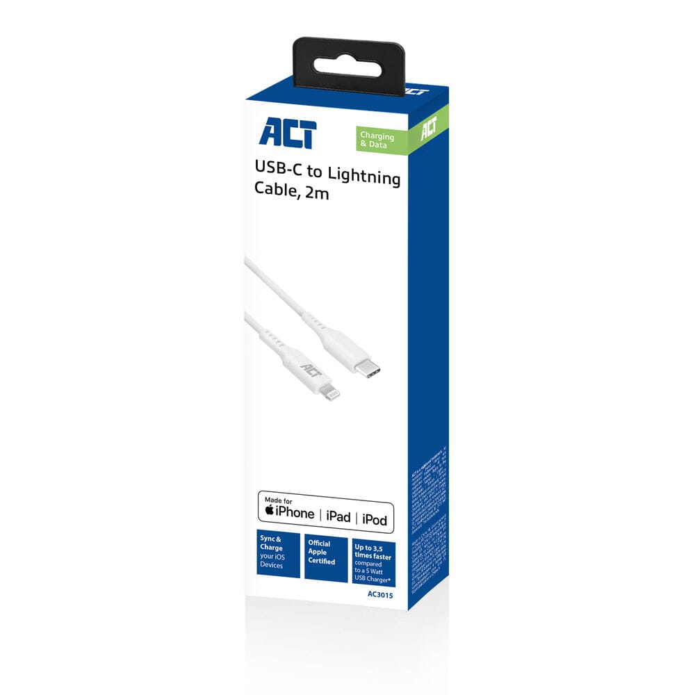 ACT USB-C naar Lightning laad- en datakabel 2m MFI certified