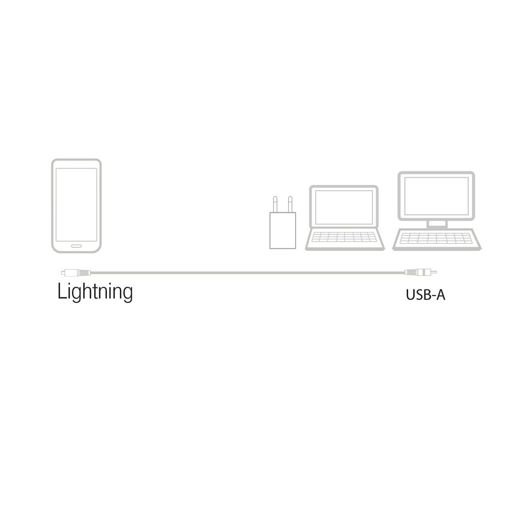 ACT USB A naar Lightning laad- en datakabel 1m nylon - wit