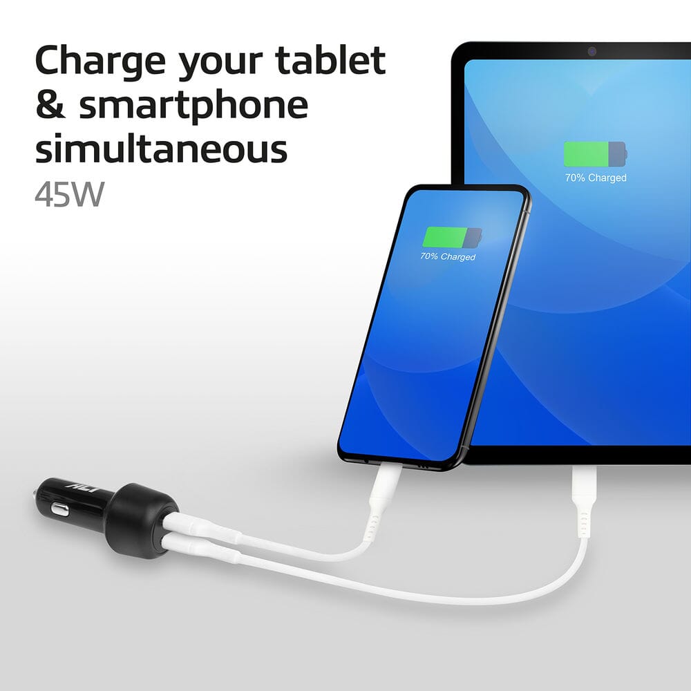 ACT 2-poorts USB-C Fast Charge Autolader 45W