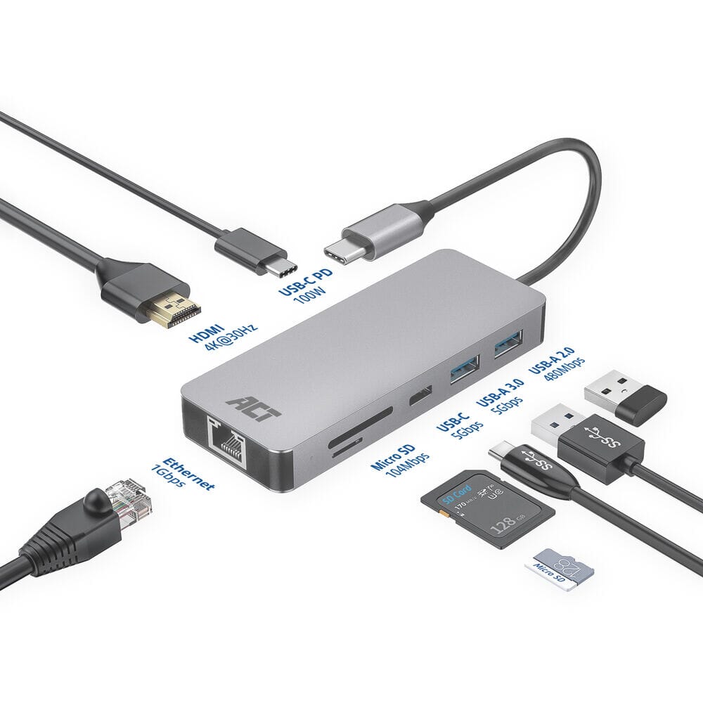 ACT USB-C 4K docking station voor 1 HDMI monitor