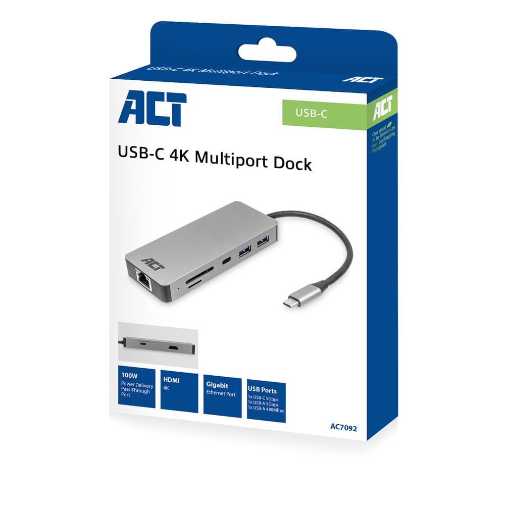 ACT USB-C 4K docking station voor 1 HDMI monitor