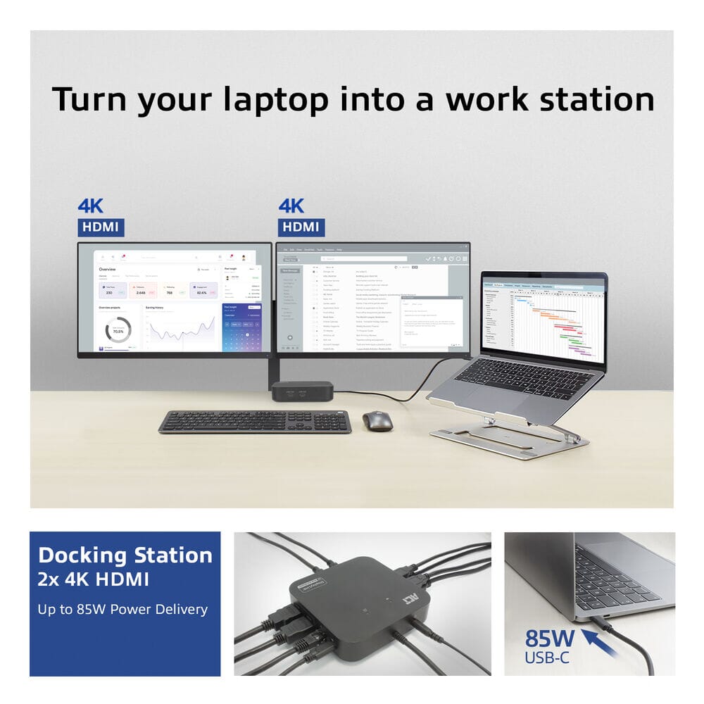 ACT USB-C Docking Station 4K, voor 2 monitoren