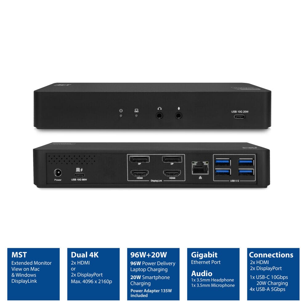 ACT USB-C Dockingstation 4K, für 2 Monitore