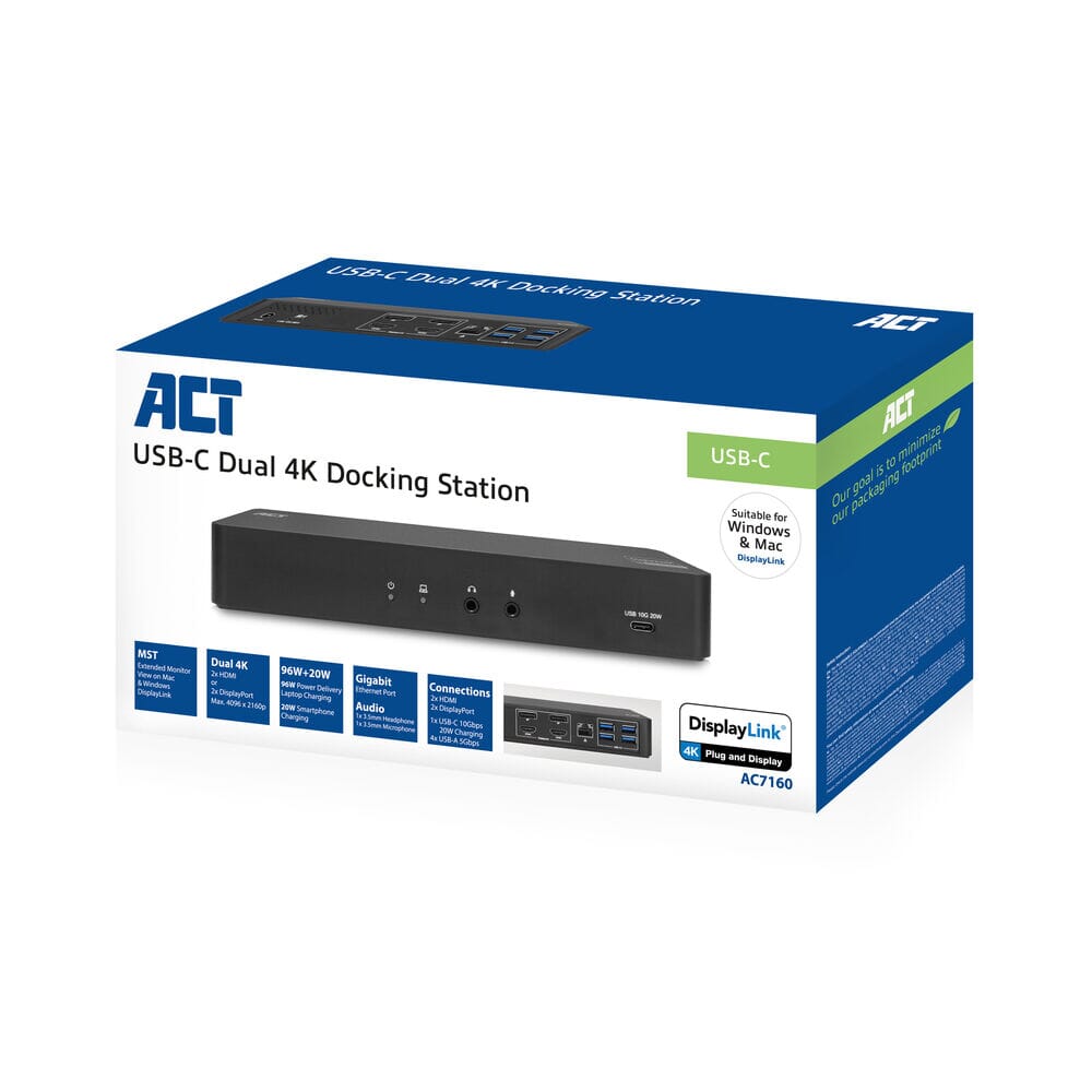 ACT USB-C Dockingstation 4K, für 2 Monitore
