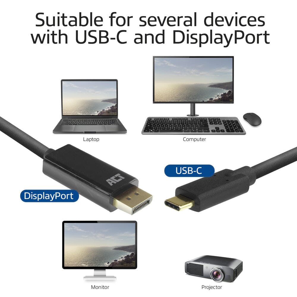 ACT USB-C naar DisplayPort kabel 2 meter
