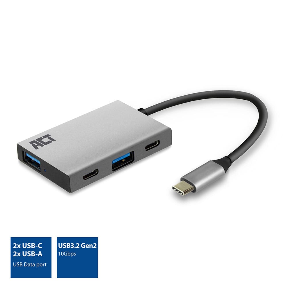 ACT USB-C Hub 3.2 Gen2 10 Gbit/s, 2x USB-C, 2x USB-A
