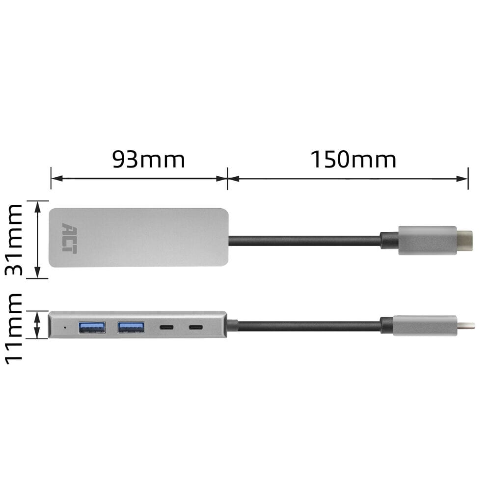 ACT USB-C hub 3.0, 2x USB-A, 2x USB-C