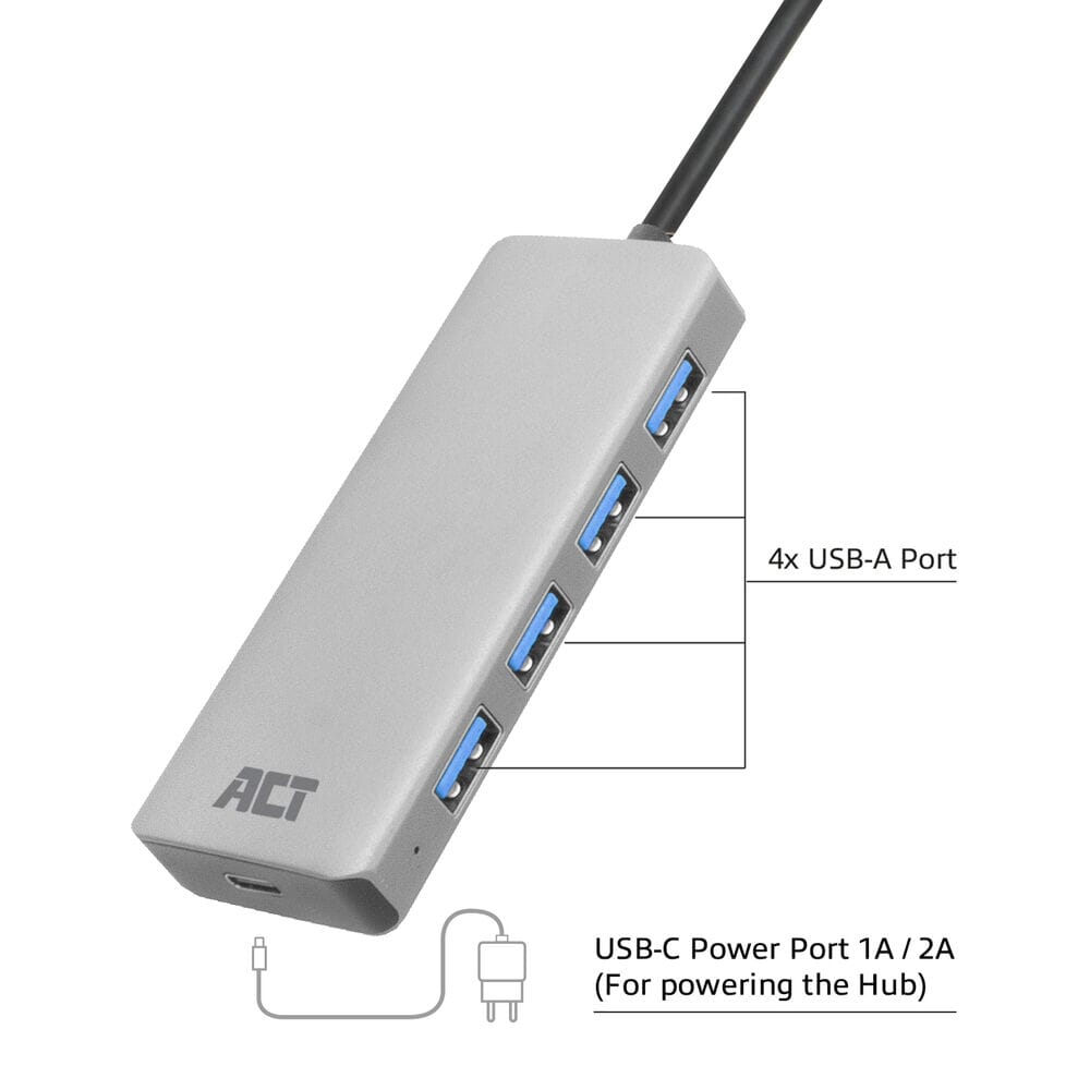 ACT USB-A hub 3.0, 4 poorts USB-A