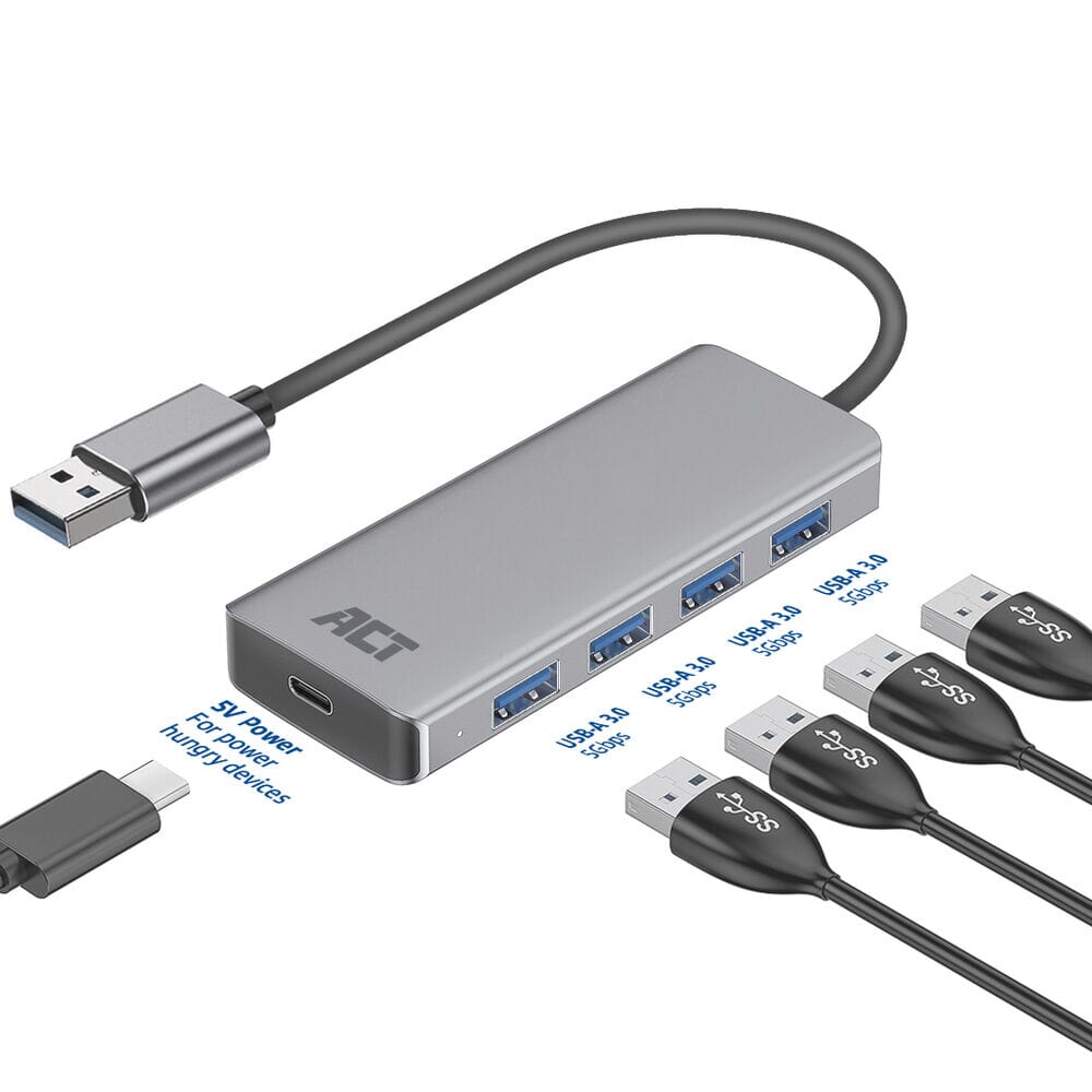 ACT USB-A hub 3.0, 4 poorts USB-A
