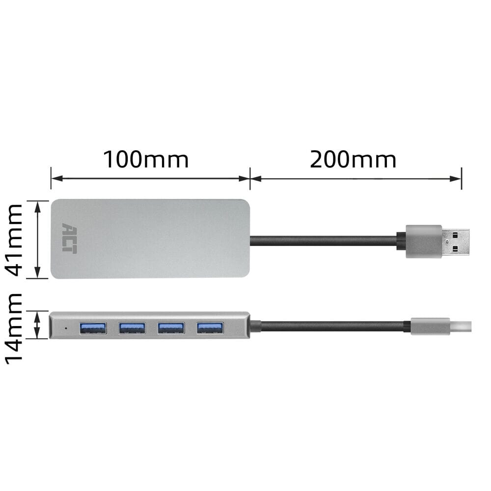 ACT USB-A hub 3.0, 4 poorts USB-A