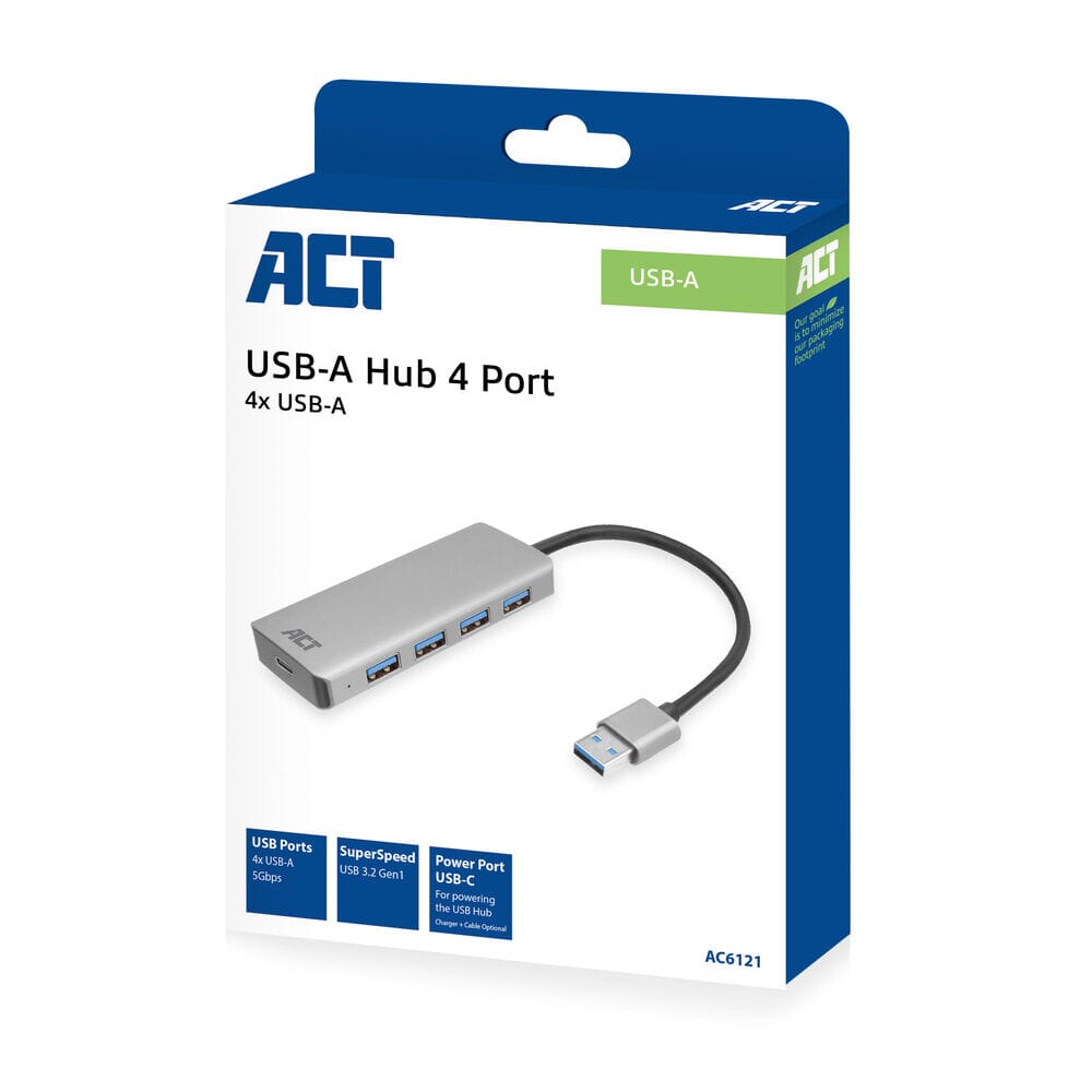ACT USB-A hub 3.0, 4 poorts USB-A