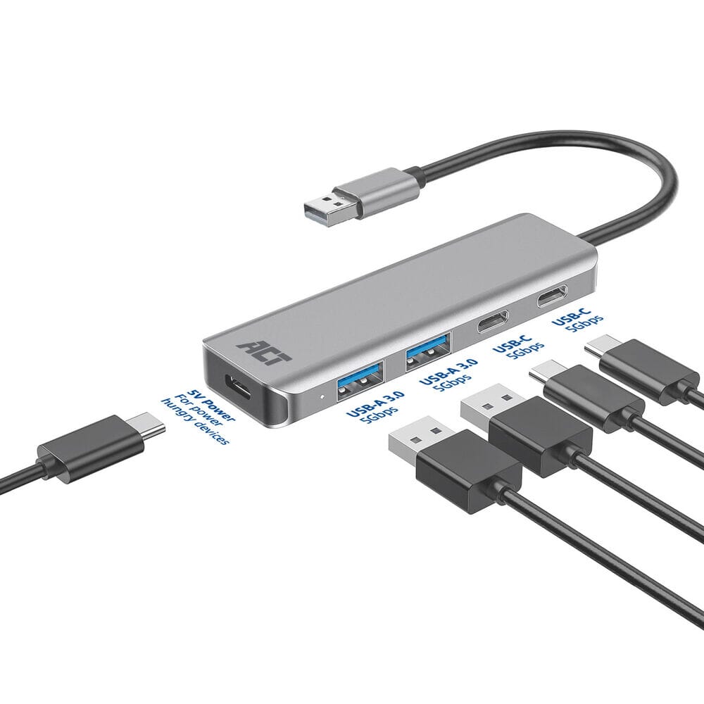 ACT USB-A hub 3.0, 2x USB-A, 2x USB-C