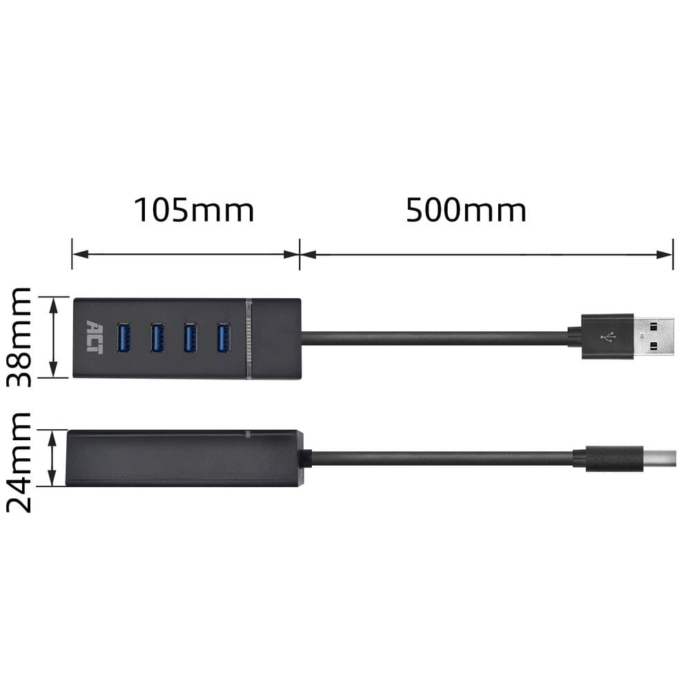ACT USB hub 3.0, 4 poorts USB-A