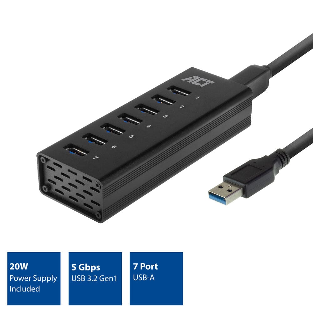ACT USB Hub 3.0, 7 Port, 20W Netzteil