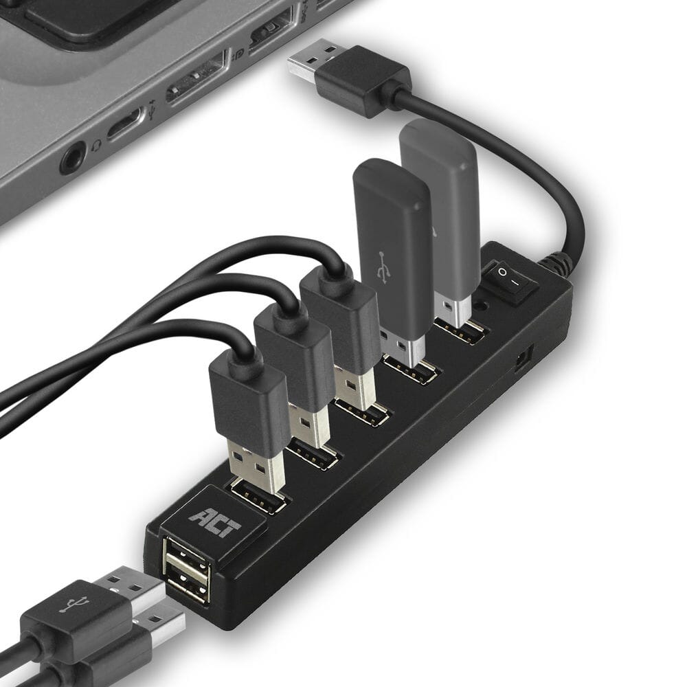 ACT USB hub 7 poorts, aan/uit-schakelaar