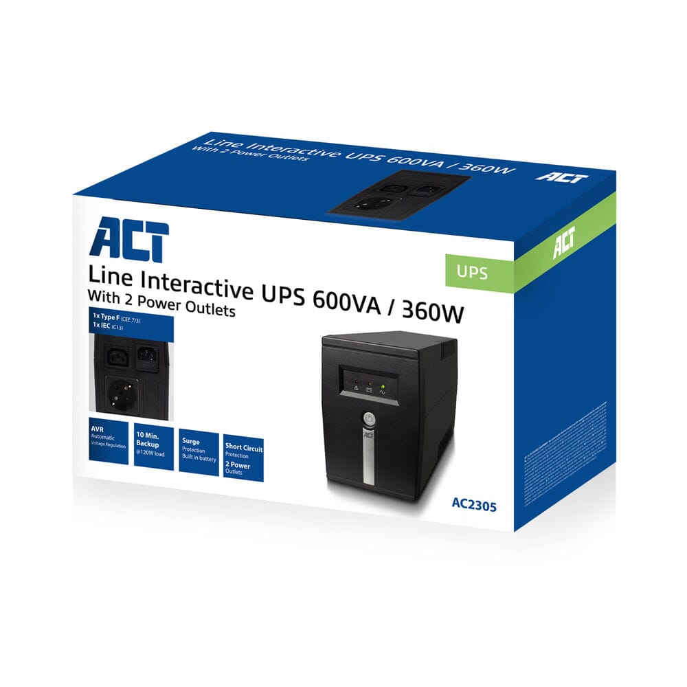 ACT USV 600 VA 1x IEC C13 + 1x Typ F 1x IEC C14 230V AVR