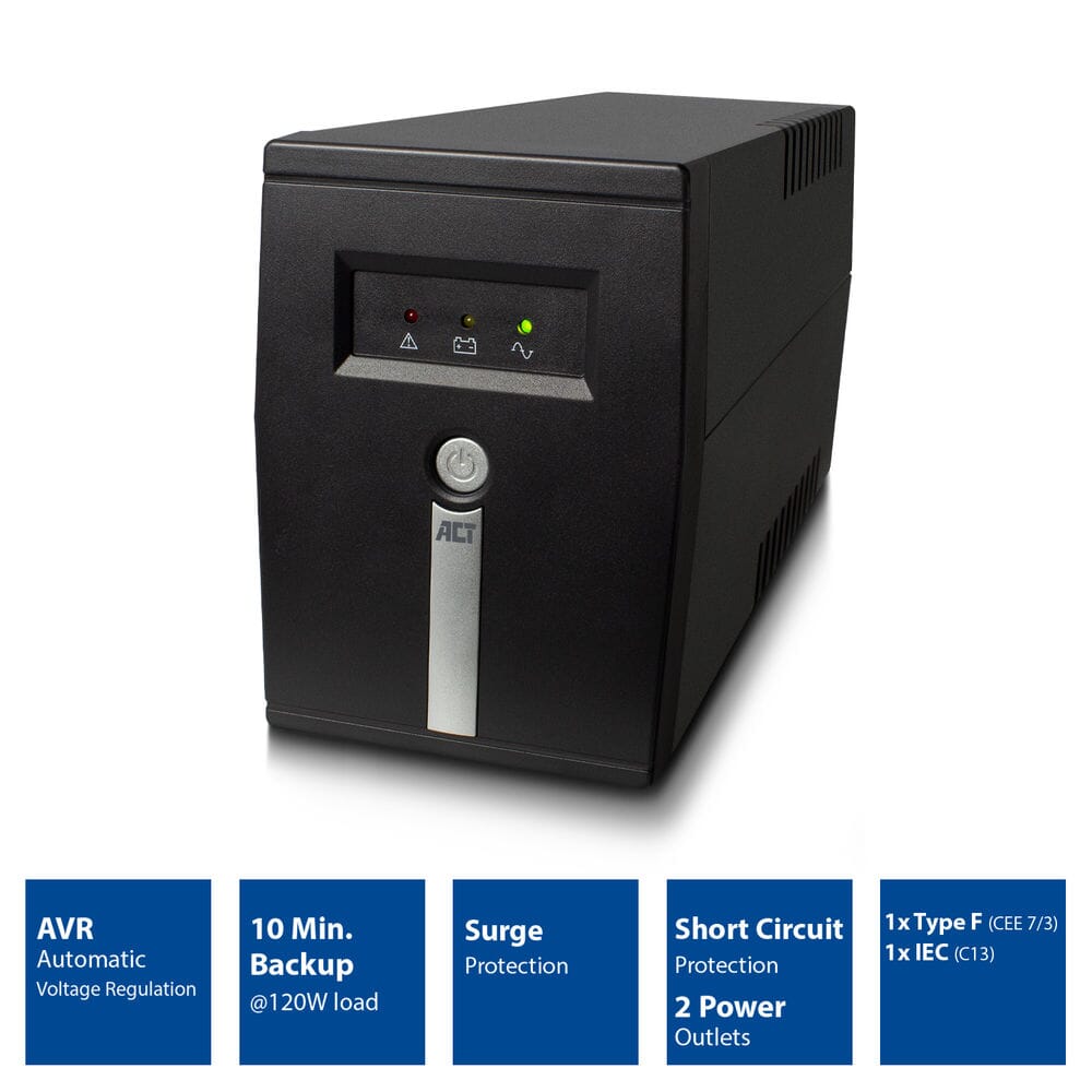 ACT USV 600 VA 1x IEC C13 + 1x Typ F 1x IEC C14 230V AVR