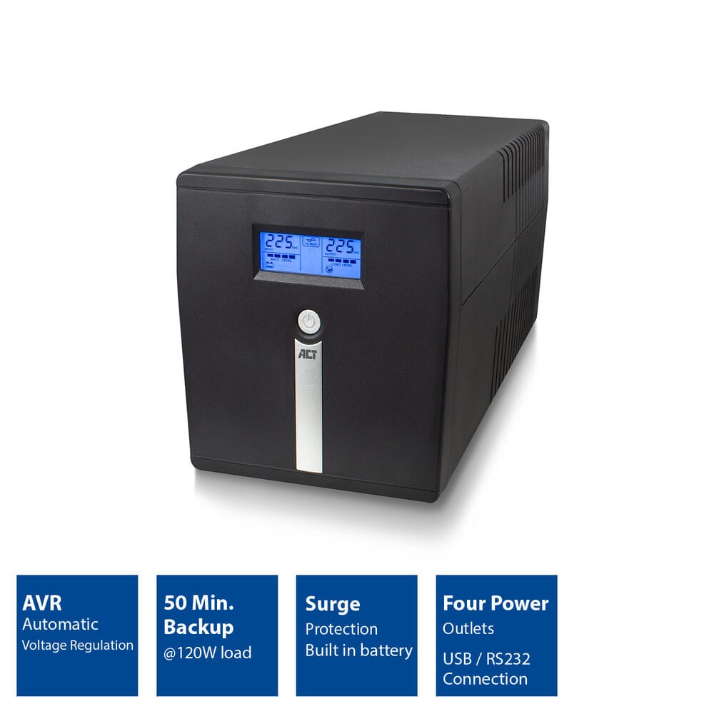ACT UPS 1000 VA 2x IEC C13 2x type F female, 1x USB 1x RS232