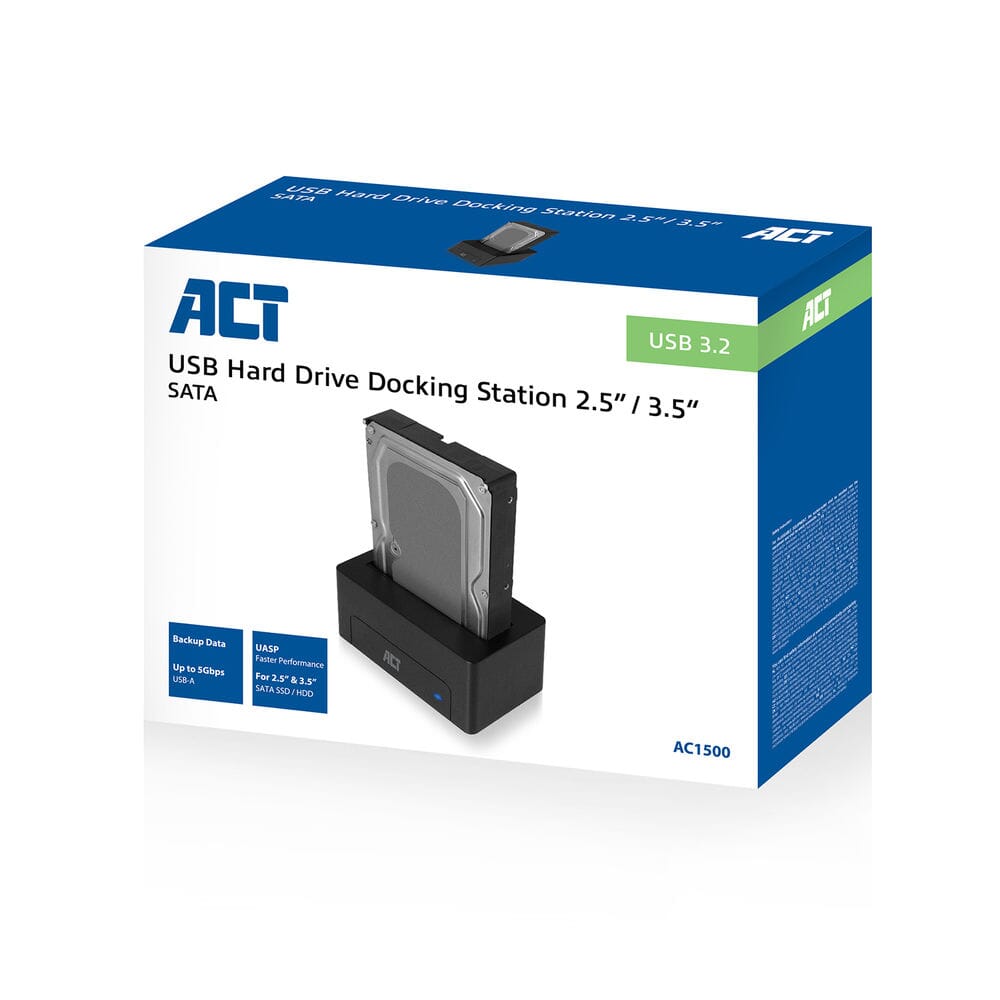 ACT 2,5 Zoll und 3,5 Zoll SATA Festplattendock USB 3.2 Gen1