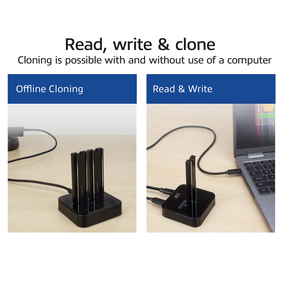 ACT M.2 NVMe/PCIe Dual SSD Dockingstation Klonen USB-C 3.2 Gen2