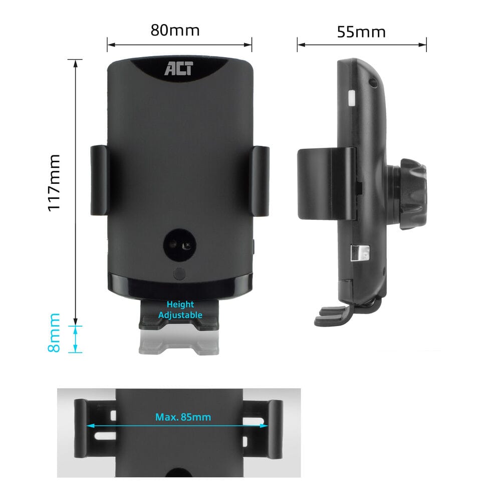 ACT Automatische smartphonehouder draadloze snellaadfunctie