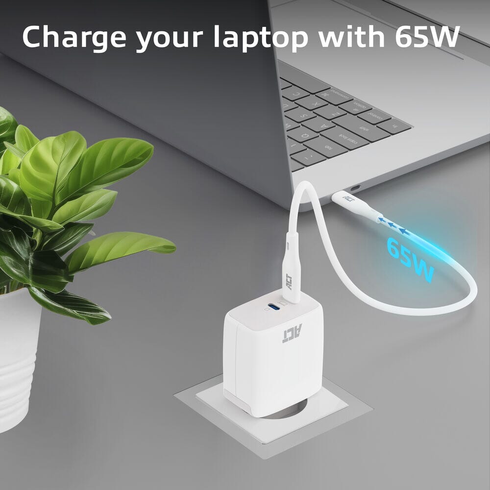 ACT USB-C Lader 65W 2-poorts PD PPS en GaNFast