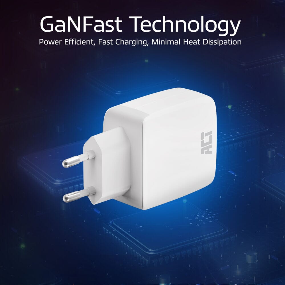ACT USB-C Lader 65W 2-poorts PD PPS en GaNFast