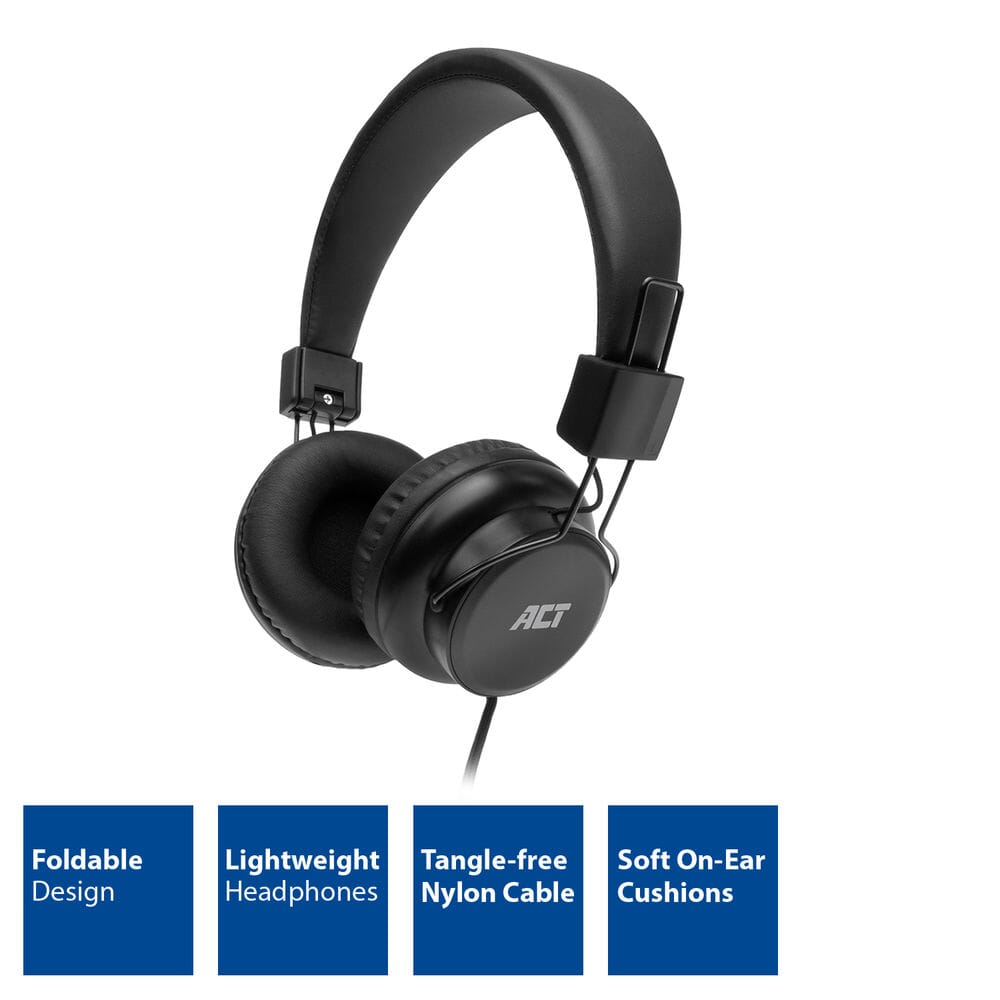 ACT Opvouwbare Stereo hoofdtelefoon met 3,5mm audio jack