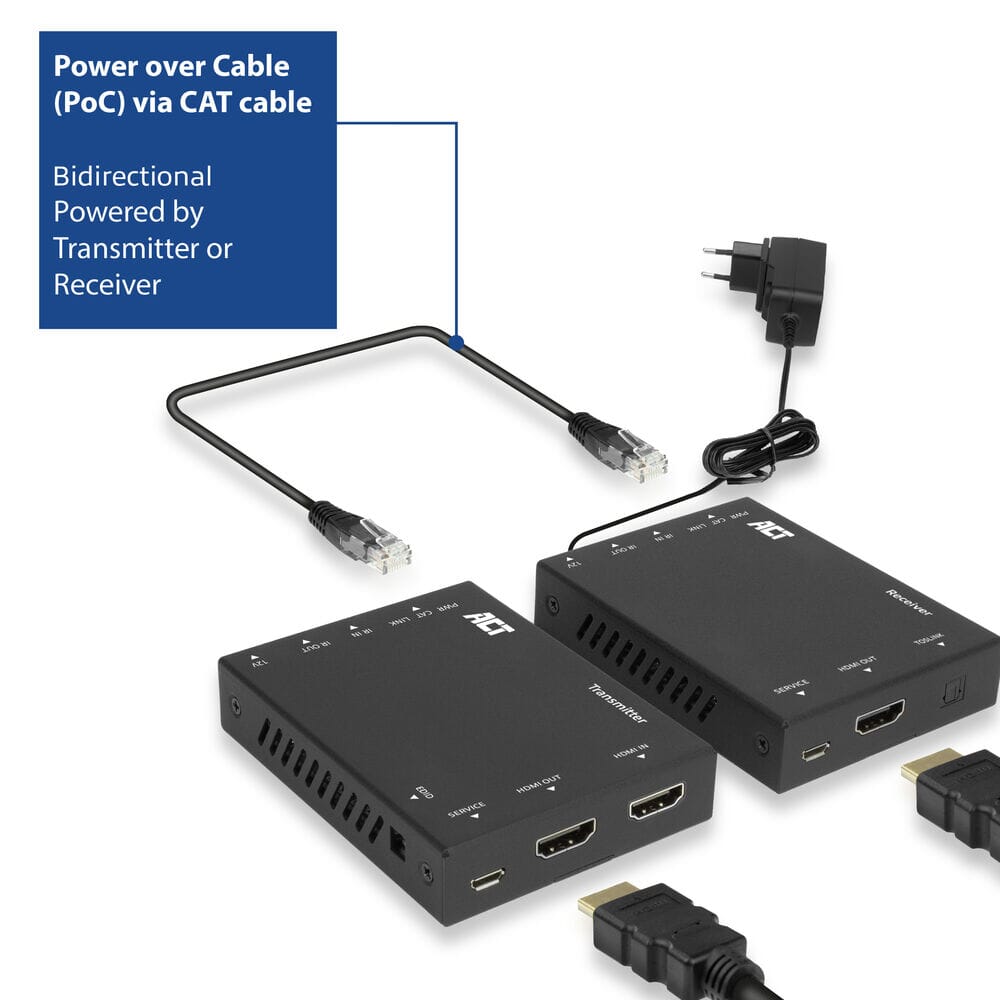 ACT 4K HDMI 2.0 extender set over CAT6 UTP met IR 60 m