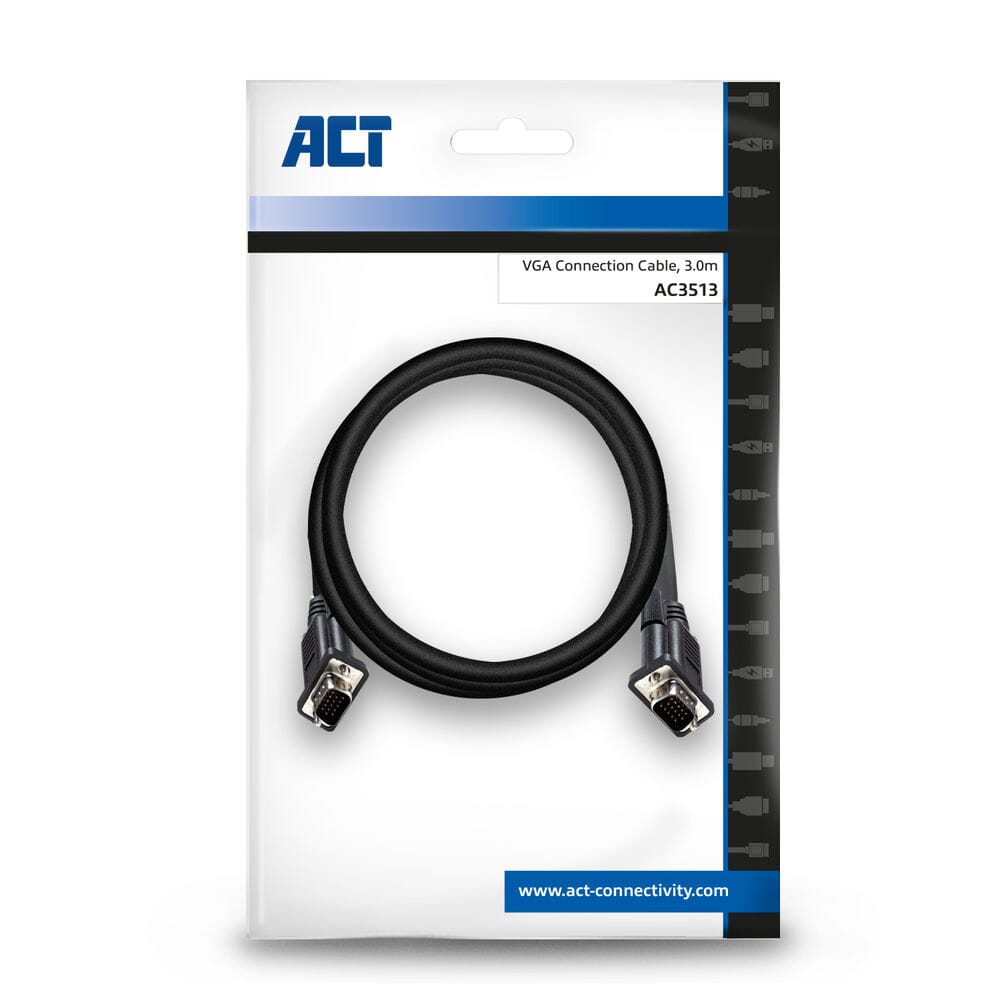 ACT 3 meter VGA kabel male - male