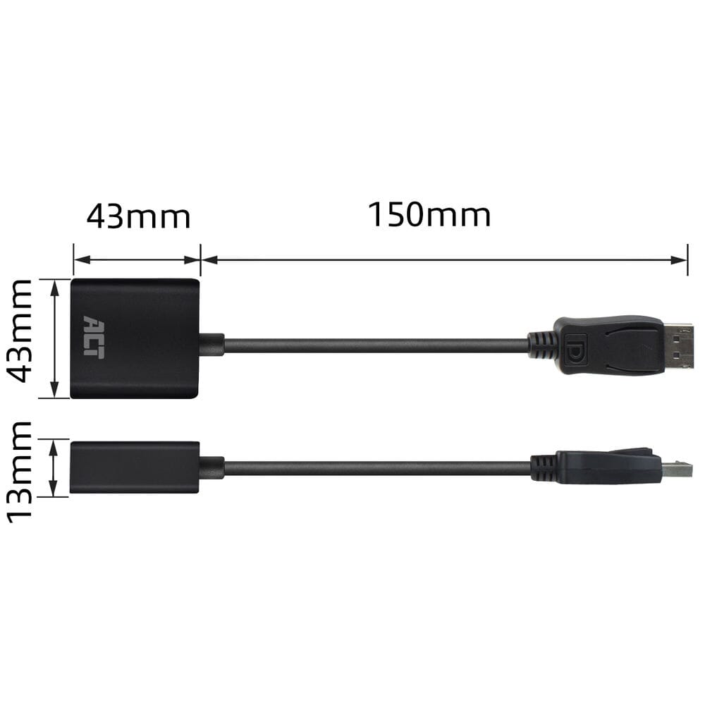 ACT 0,15 meter DisplayPort naar DVI female adapter