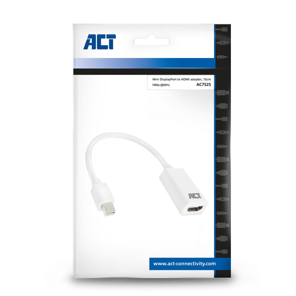 ACT 0,15 meter Mini DisplayPort male naar HDMI-A female