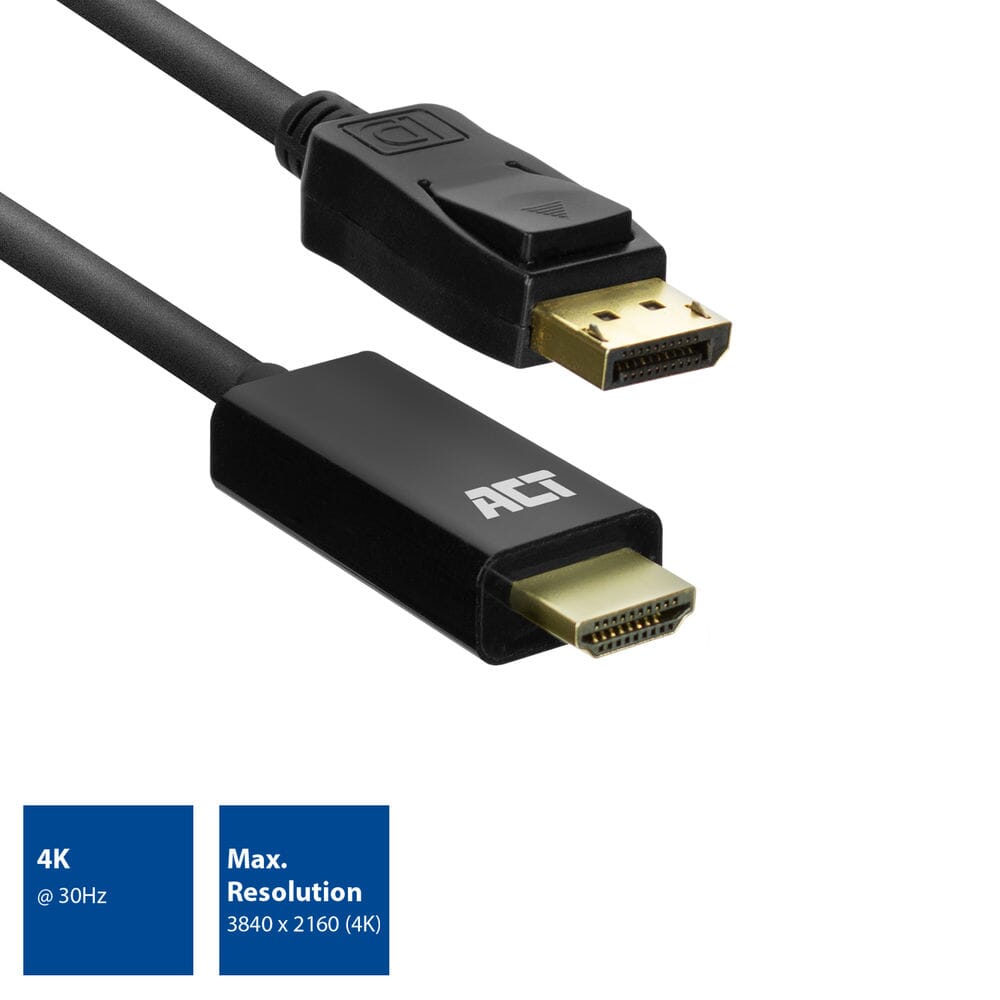 ACT DisplayPort male naar HDMI male adapterkabel, 1,8 m