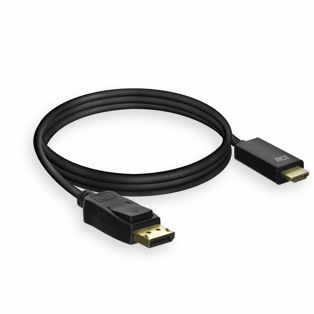ACT DisplayPort male naar HDMI male adapterkabel, 1,8 m