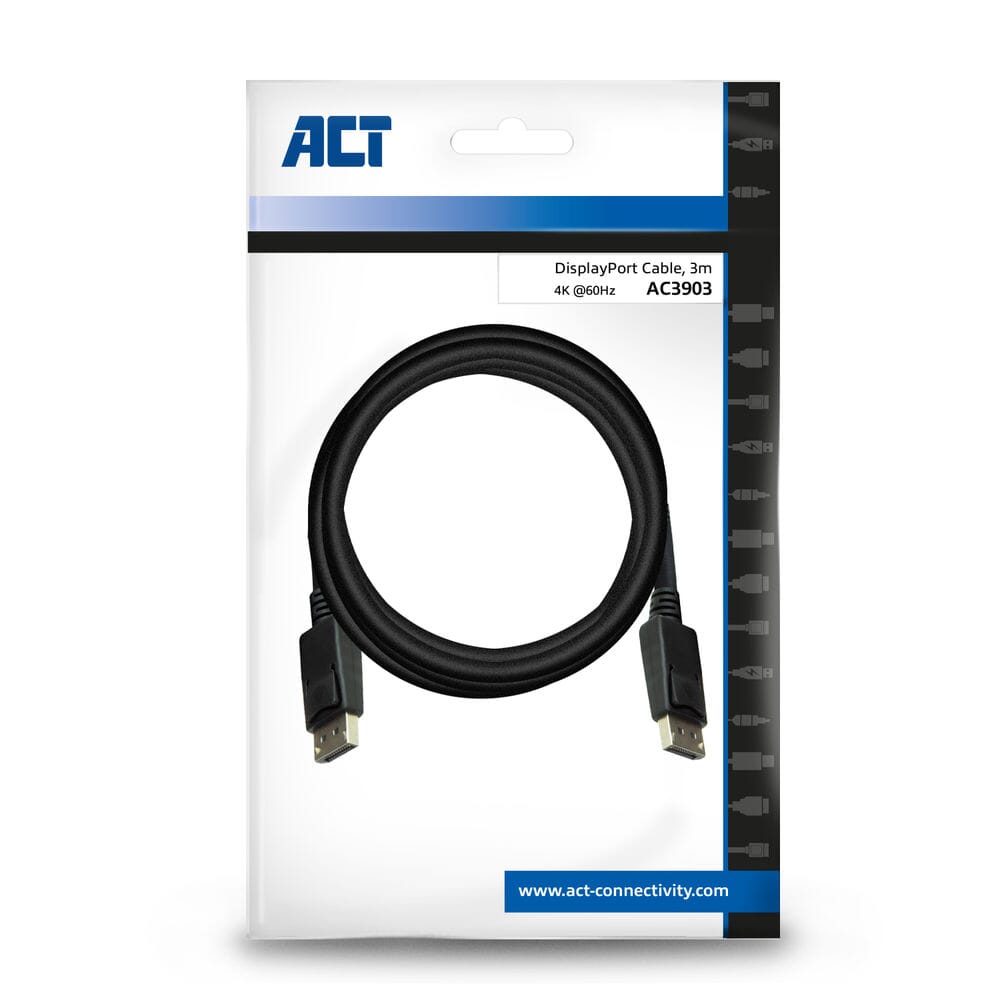 ACT 3 meter DisplayPort kabel male - male