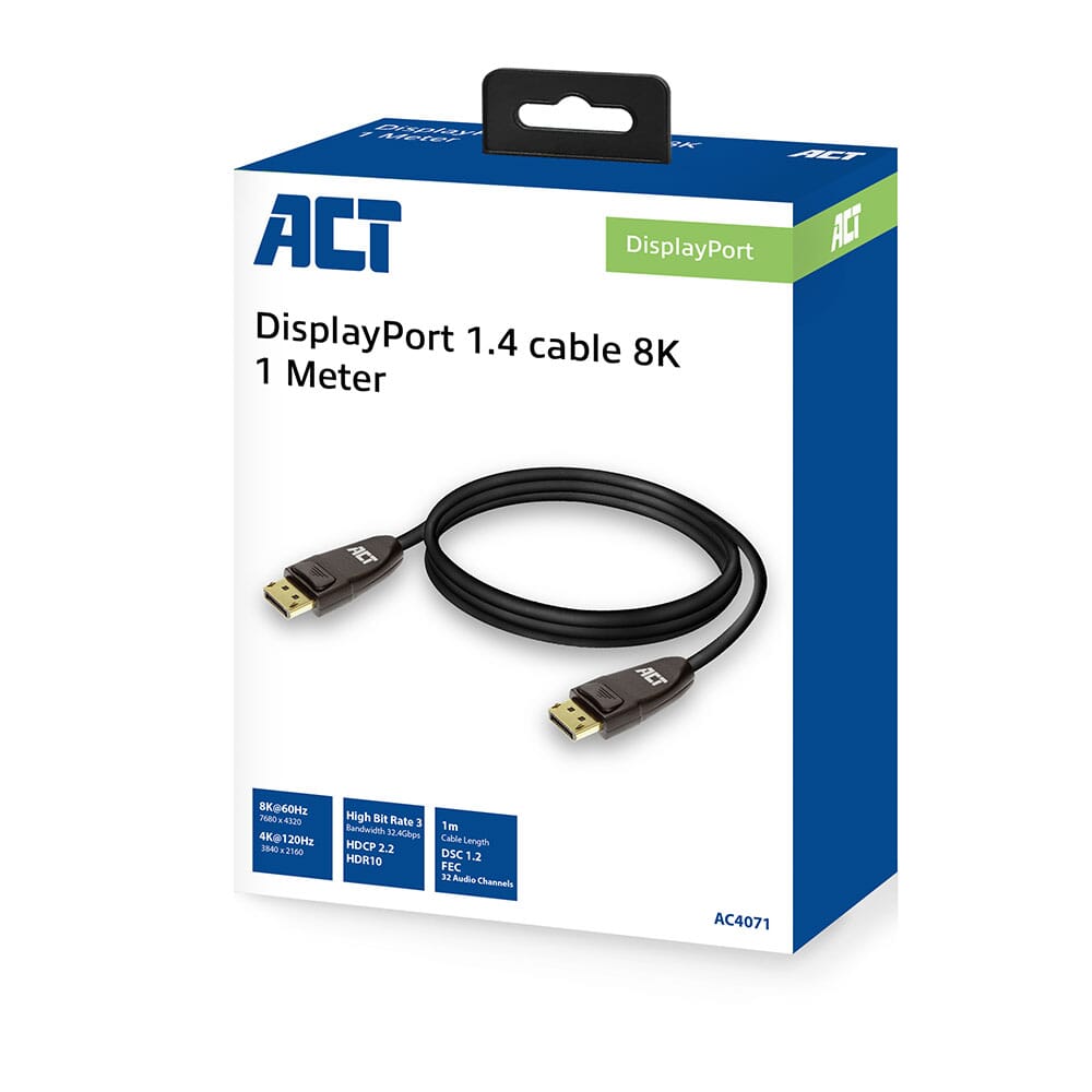 ACT DisplayPort 1.4 kabel 8K, 1m