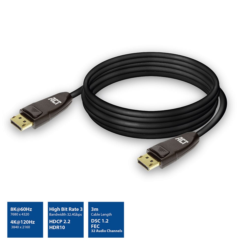 ACT DisplayPort 1.4 kabel 8K, 3m