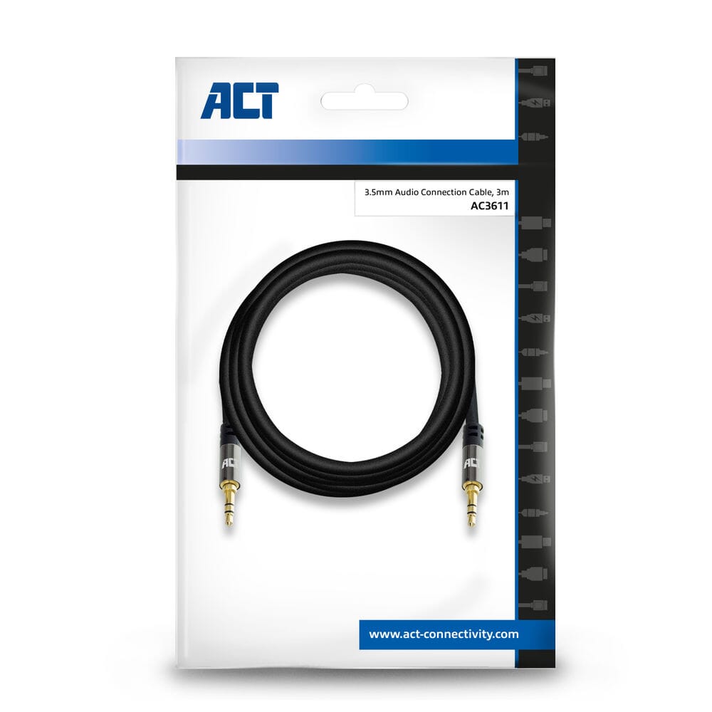 ACT 3 meter HQ stereo audio 3,5 mm stereo jack male - male