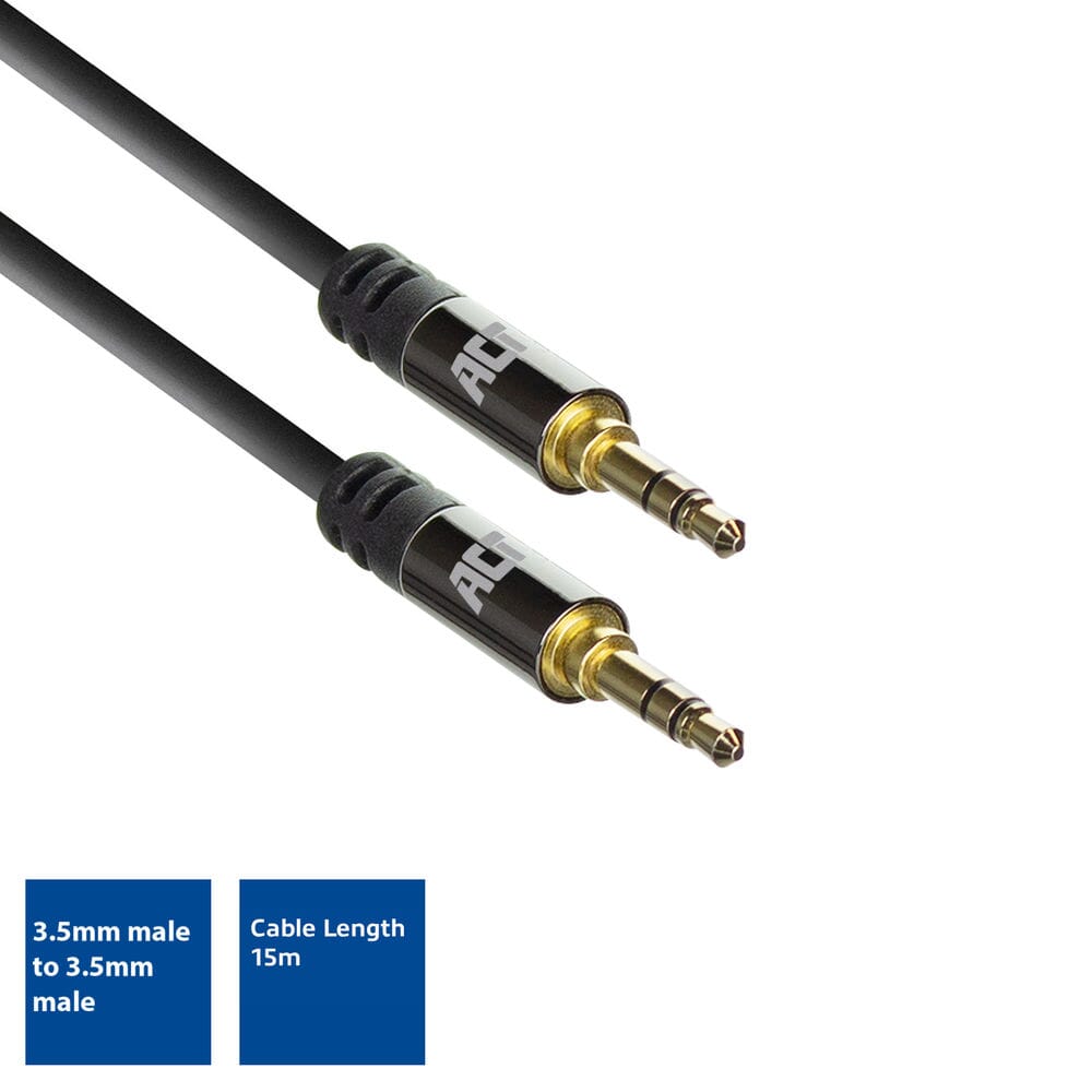 ACT 15 meter HQ audio aansluitkabel 3,5 mm jack male - male