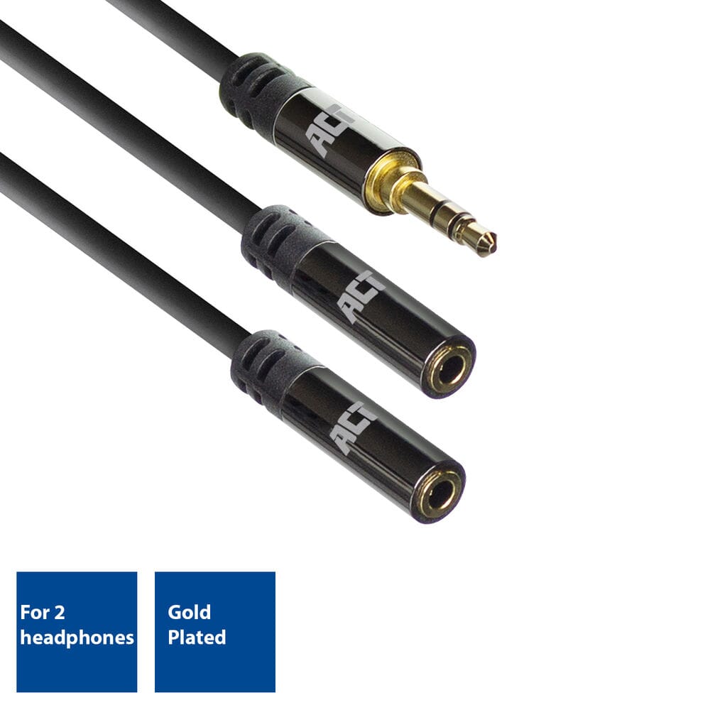 ACT 0,15m HQ audio splitterkabel 3,5 mm jack male 2x female