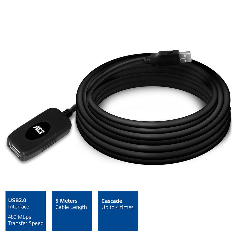 ACT USB 2.0 booster, 5 meter
